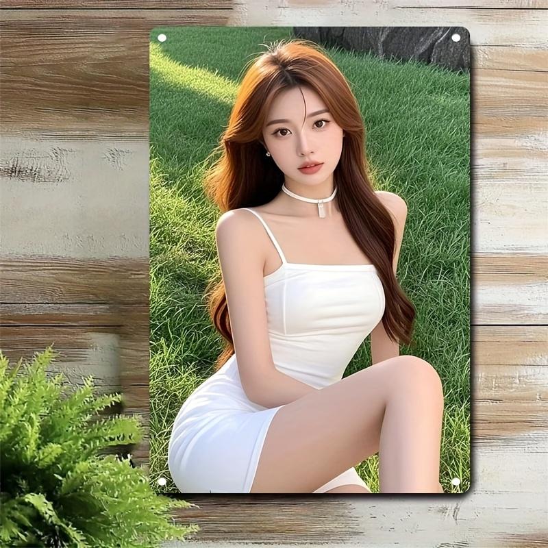 

Metal Wall Art Decor Modern Female Portrait Iron Plaque Home Office Bar темного кольору хакі