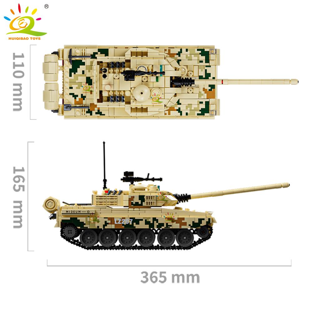 HUIQIBAO WW2 Wojskowy Czołg T-34 Zestaw Klocków Budowlanych dla Dzieci Broń Armii Samochód Ciężarówka Klocki Zabawka Miasto Klocki Budowlane Prezent