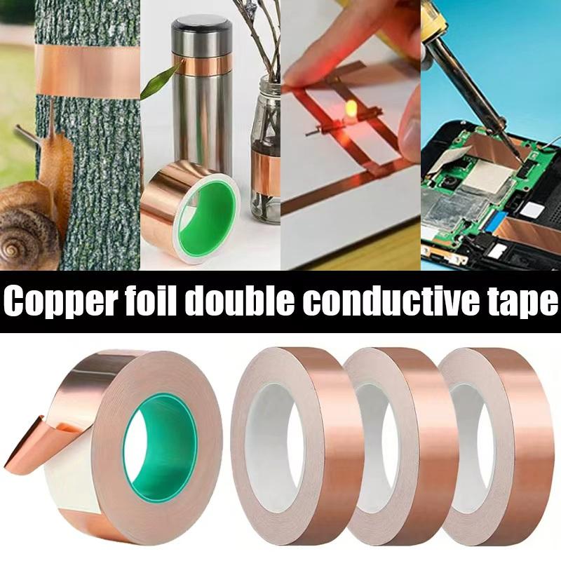 20M DIY Copper Foil Tape Double-Sided Conductive Adhesive EMI Shielding Anti-static Repair Snail Slug Barrier 10M 20M Option