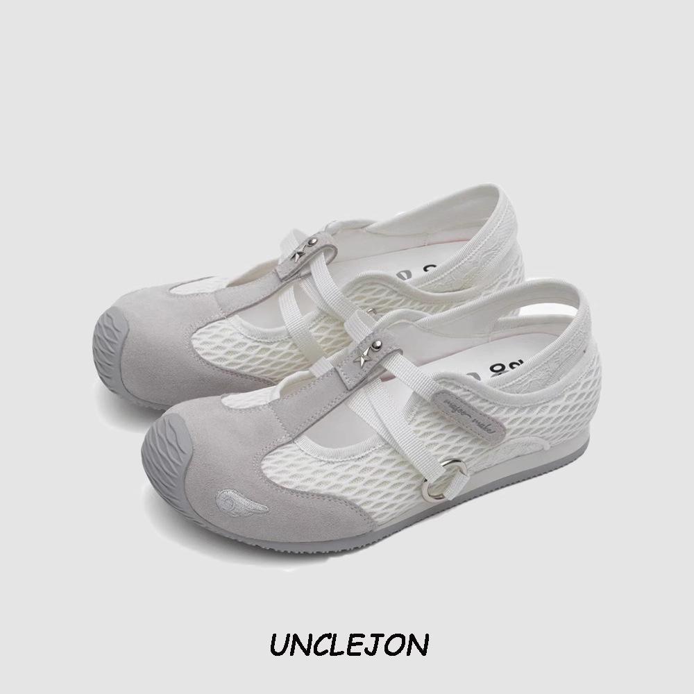 Mary Jane Single Shoes Women's 2025 Summer New Mesh Breathable Sports Sandals Flat-bottomed Versatile Casual Forrest Gump Shoes