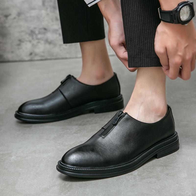 Lederschuhe Herren Größe 37 Frühling und Sommer Koreanische Version Trend Casual Spitzschuhe Kleinlederschuhe Britische vielseitige Lederschuhe