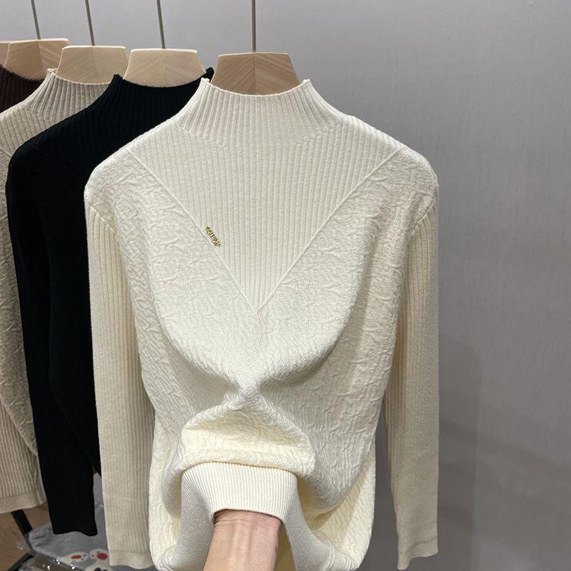 

Свободный свитер женский с полувысоким воротником, теплый свитер женский, осенне-зимний вязаный свитер, базовый пуловер 3XL бежевый