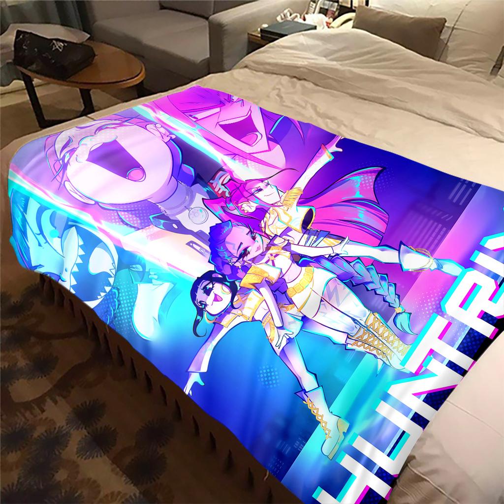 KPop Demon Hunters Warm Flannel Blanket, Printed for Bed Sofa Chair, Ideal for Picnic Travel Home -HYQ8