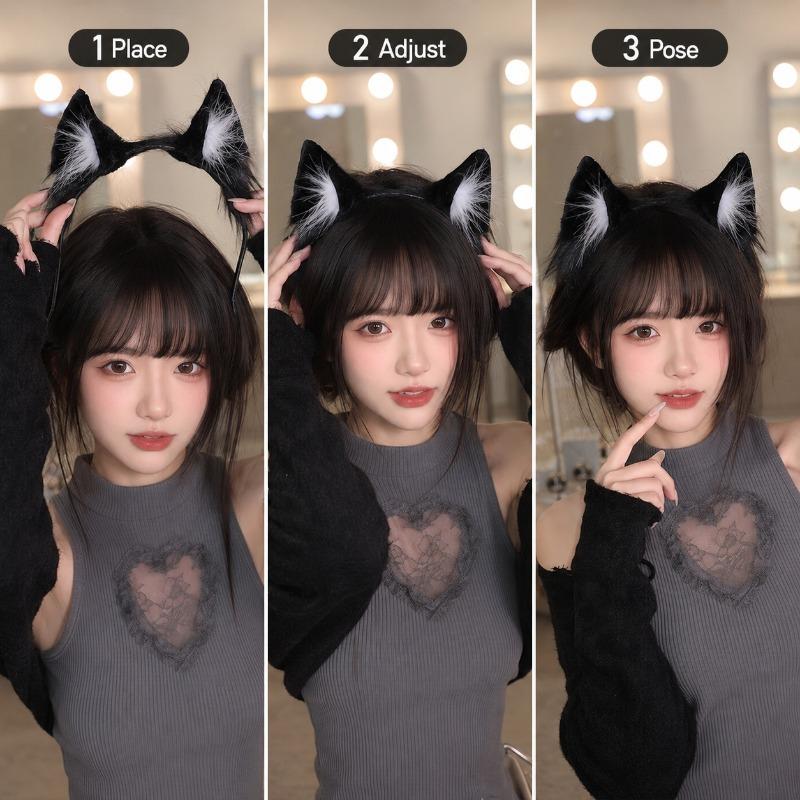 Fluffy Faux Fur Cat Ear Headband Soft Non-slip Hair Hoop Women Cosplay Party Daily Photo Shooting Kawaii Hair Accessories