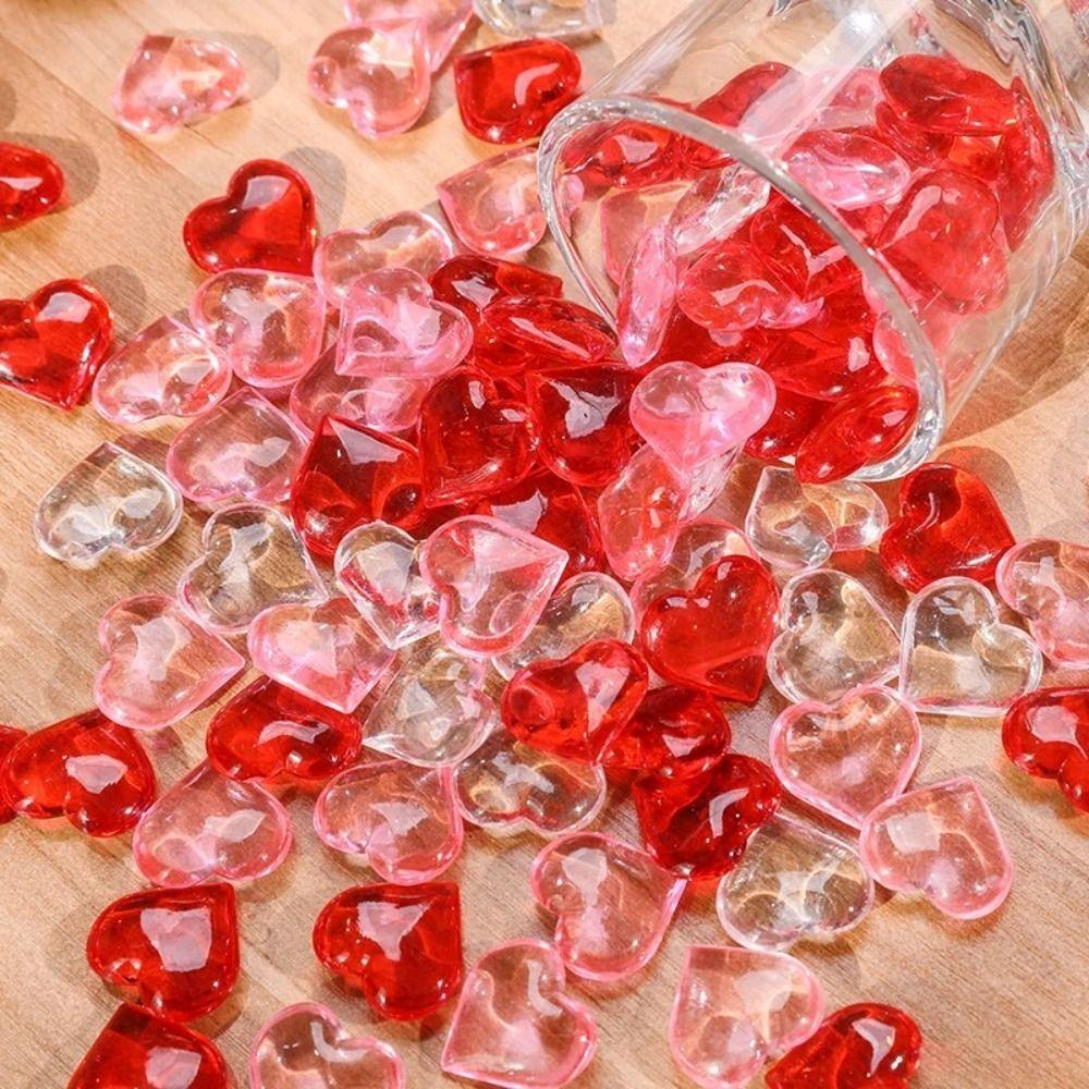 250Pcs 3D Heart Shaped Valentine's Day Decorations 250g Love Heart Ornaments  Wedding Vase Filler