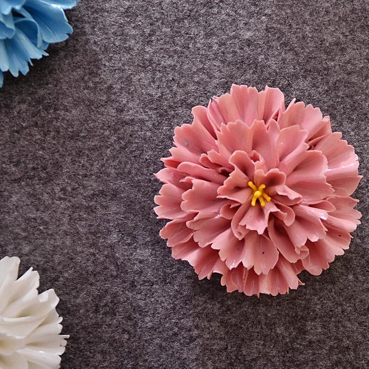 High Quality Handmade Ceramic Flower Wall Craft Home Livingroom Creative Wall Hanging Decoration Background Wall Mural Ornaments