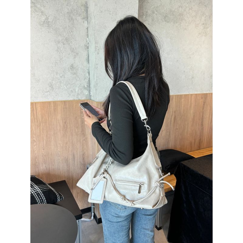 

Niche Style Vintage Casual All-Matching One-Shoulder Crossboby Bag Spring/Summer New Arrival Fancy Underarm Bag Large Capacity Totes White