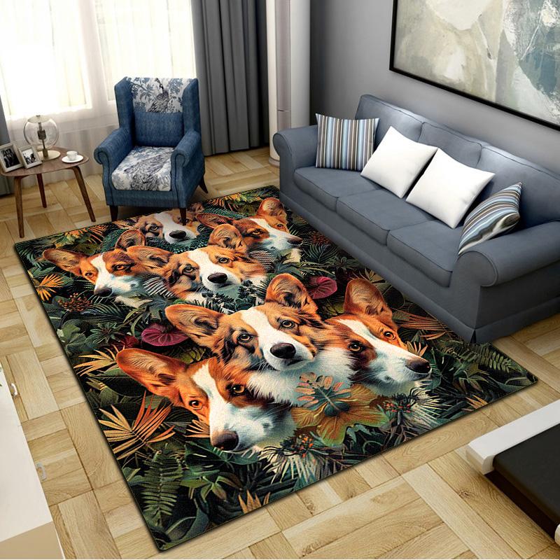 Collie Corgi Carpet Rug for Living Room Bedroom Home Sofa Decoration,Kids play Non-slip Floor Mat