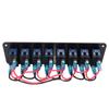 8 Gang Rocker Switch Panel 12‑24V Aluminum Alloy 3 Pin Blue LED Toggle On Off Light Control for Car RV Motorcycle Bus