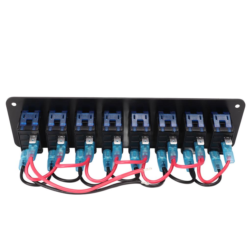 8 Gang Rocker Switch Panel 12‑24V Aluminum Alloy 3 Pin Blue LED Toggle On Off Light Control for Car RV Motorcycle Bus