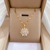 316L Stainless Steel Luxury Zircon Flower Pendant Necklace For Women Girl New Trend Clavicle Chain Jewelry Lady Gift