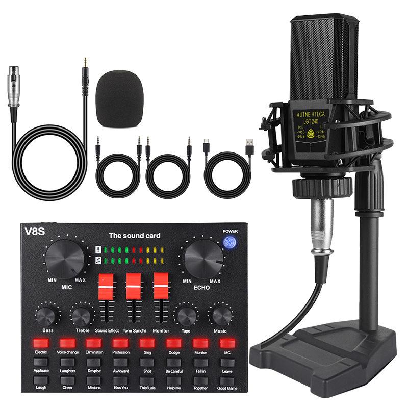 English Version V8 Podcast LGT240 Condenser Microphone Set for Computer Live Streaming