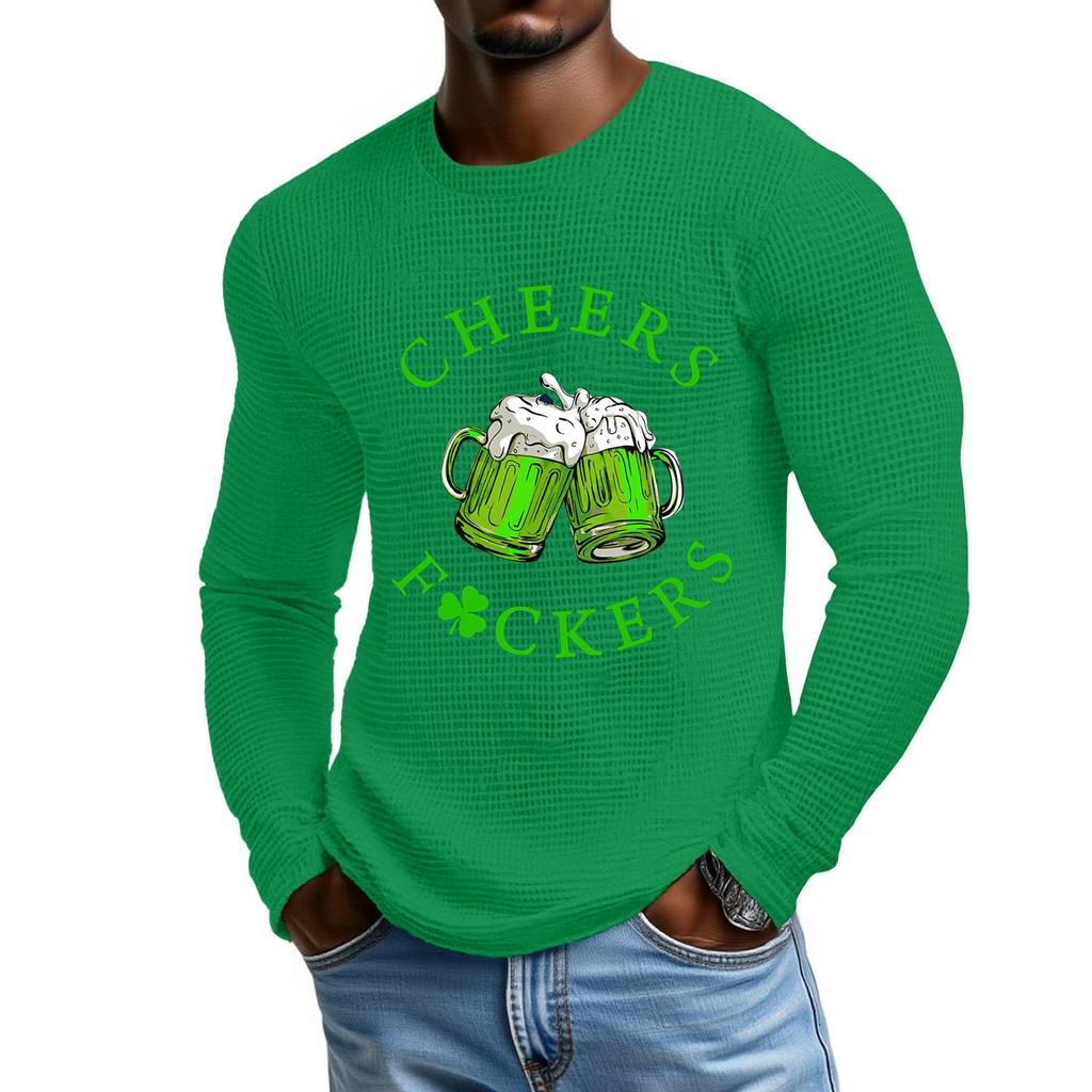 Bedrucktes T-Shirt für Herren im Retro-Stil mit Knopfleiste und langen Ärmeln
