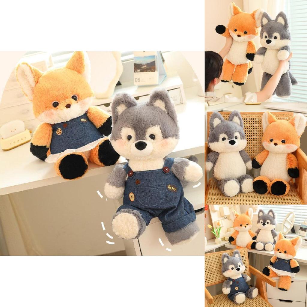 Adorable Fox And Wolf Plush Toys Soft And Cuddly Cartoon Animal Pillows For Kids