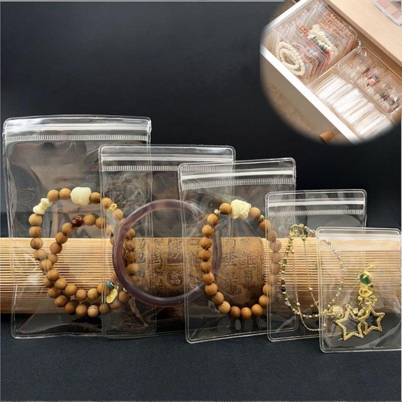 

10/50/100pcs Jewelry Organizer Pouch Bags Transparent PVC Anti-Oxidation Earring Pendant Necklace Bracelet Storage Holder Bags 4x6cm&10pcs прозрачный