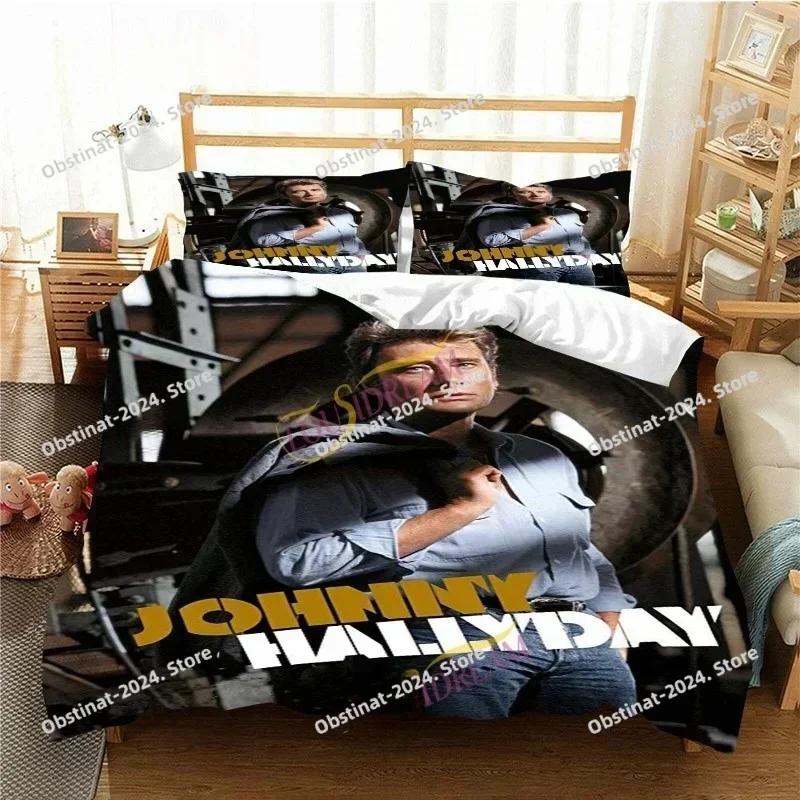 France Rock Singer J-Johnny H-Hallyday Bedding Set Printed Single Comforter Duvet Cover Pillow Case 3 Pieces Set Kids Adult Size