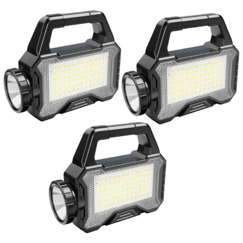 Lanterne Solare Portabile de Mare Putere Încărcare Solară+Type-C Proiector Lumină Puternică în Aer Liber Lampă de Mână cu Lumină Laterală COB Baterie Externă pentru Încărcare
