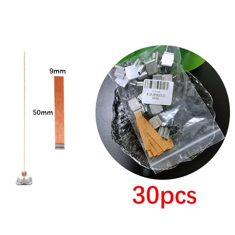 30 Pcs Candles Making Supplies Kit DIY Wooden Wicks Cores with Iron Base