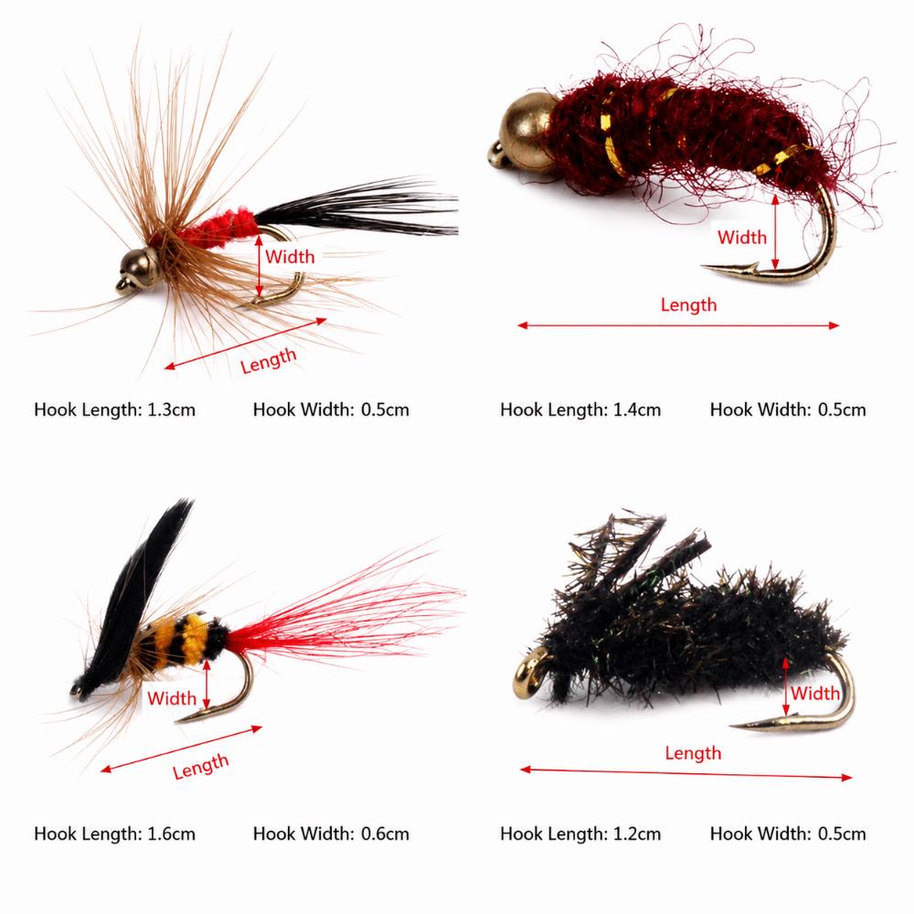 60PCS Colorful Fly Fishing Kit with High Carbon Steel Hook Fly Fishing Tackle  Lakes Rivers