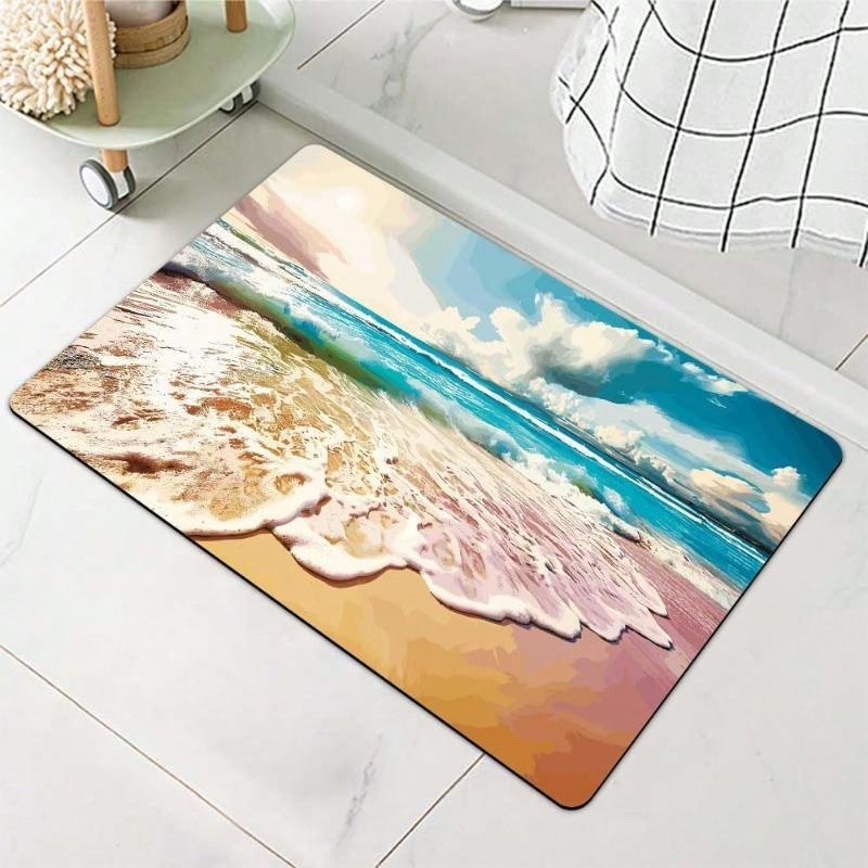 Tappeto Moderno Tappetino Zerato Bianco Nero Antiscivolo Asciugatura Rapida Facile da Pulire Decorazione per la Casa per Bagno Cucina Porta Esterno
