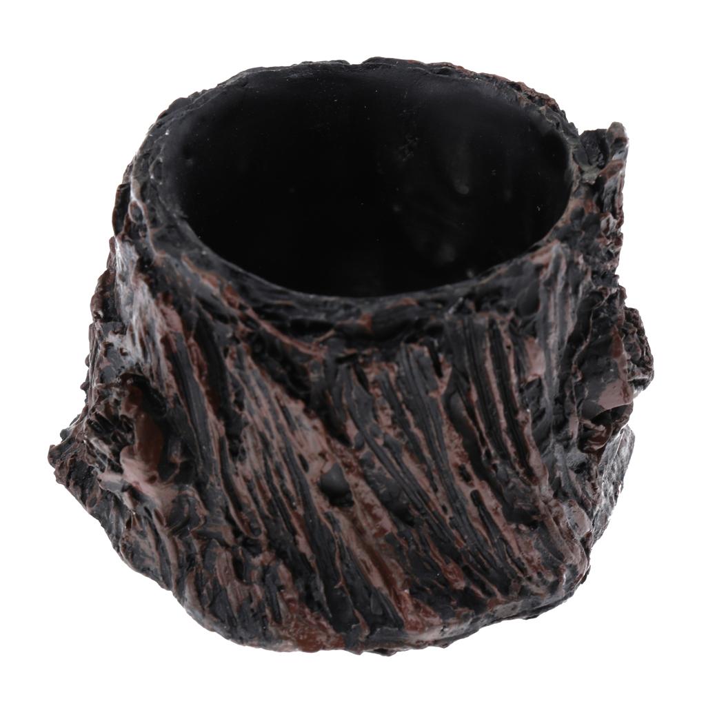 2Pcs Resin Bowl Dish Feeder Plate for Terrarium Reptile Tanks- Tree Stump Shape
