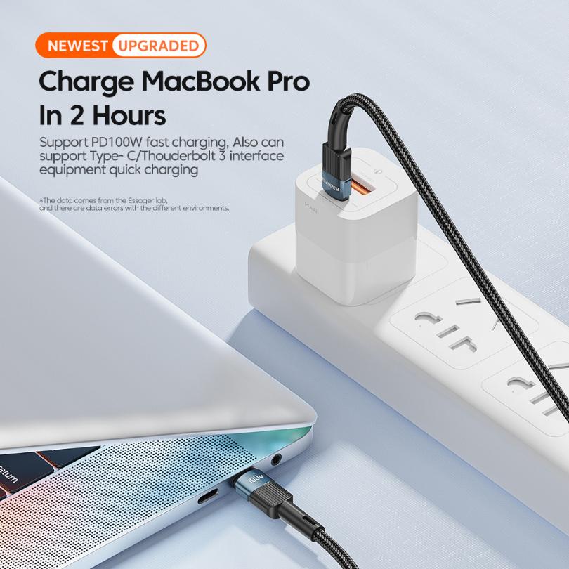 Essager Cablu USB tip C la USB C de 100W Cablu cablu USB-C PD pentru încărcare rapidă pentru Macbook Samsung Xiaomi Cablu USB C tip C