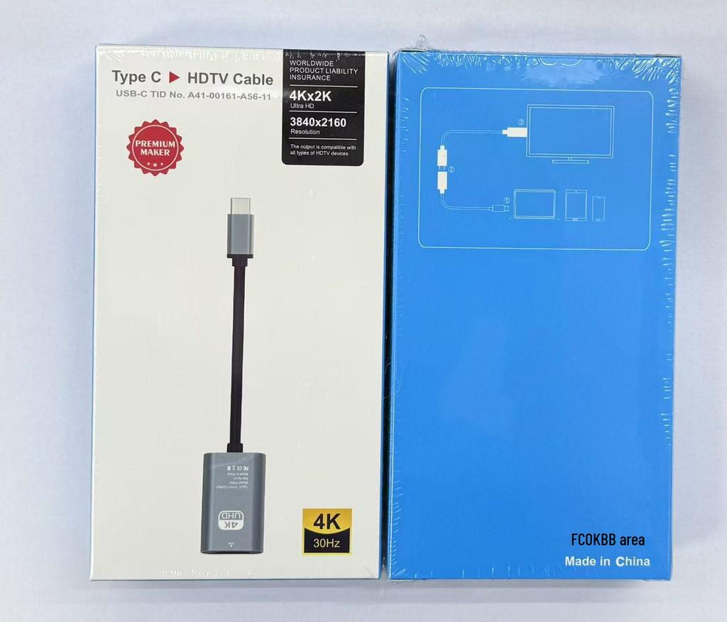 Type-C to HDTV 4K High Definition Adapter Cable for Laptop, Mobile Phone, Tablet, Projector Screen Casting