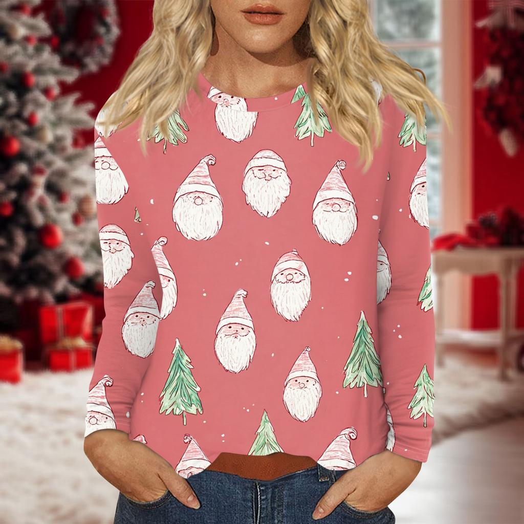 Women's Daily Casual Long-sleeved Printed O-neck Top