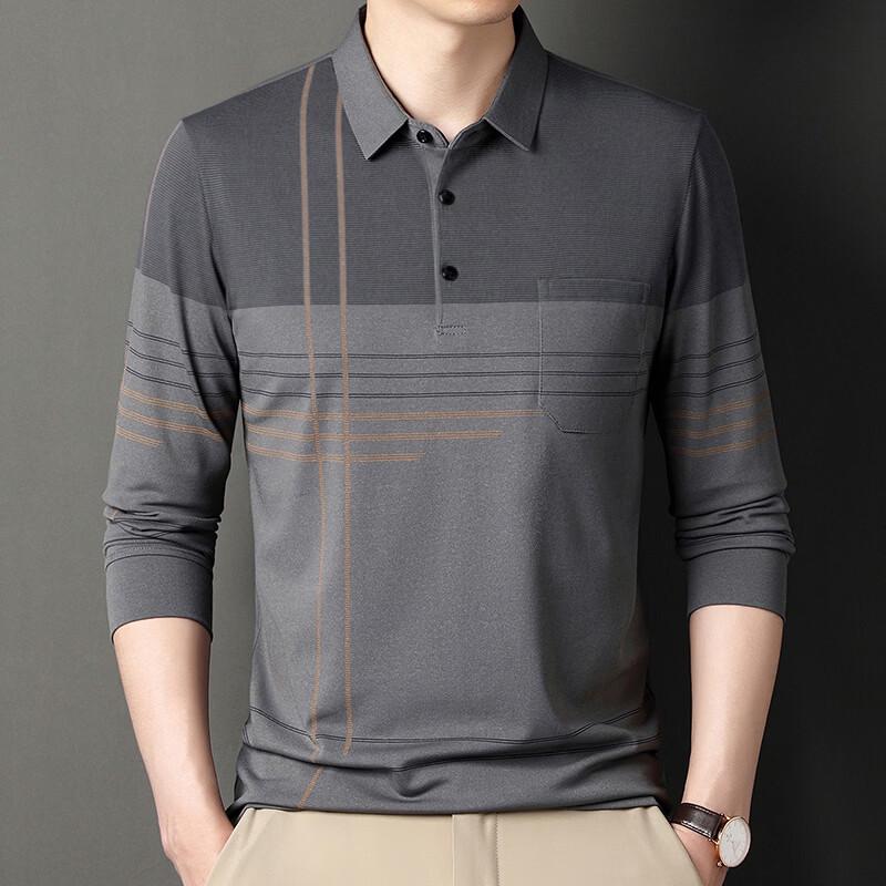 TUCANO Men's Striped Business Casual Long Sleeve Polo