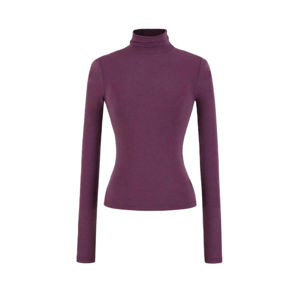Women's Turtleneck Long Sleeve Slim Fit Top Stretch Solid Color Basic T Shirt