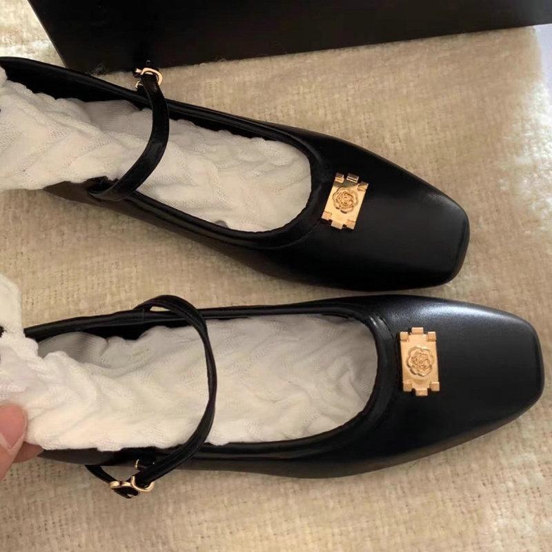 Fashion Flat Shoes for Women's French Mary Jane Black Shoes Spring and Autumn 2025 New Women Shoes Plus Size 42 43 44 Loafers Women
