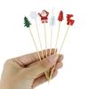 50/100Pcs Disposable Christmas Fruit Picks Santa Claus Fruit Salad Bamboo Sticks  Dessert