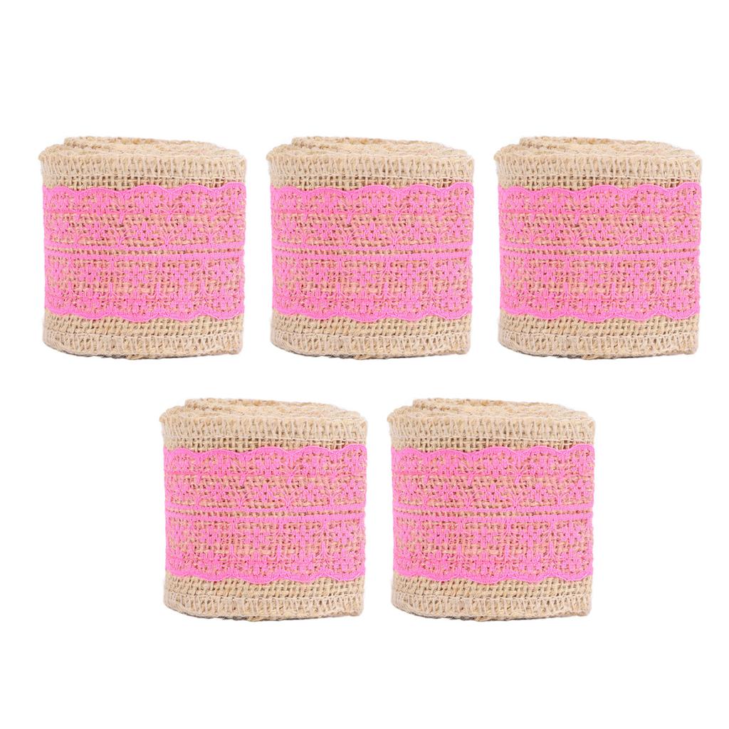 5 Rolls Burlap Lace Ribbon Decorative Jute Burlap Ribbon Roll for Crafts Festival Decor