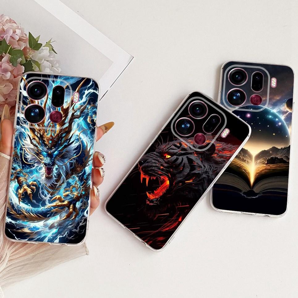For Oppo Find X9 X9Pro Phone Case On Oppo Find X9 Pro Casing Cool Dragon Lion Tiger Cartoon Back Cover Clear Soft Silicone Coque