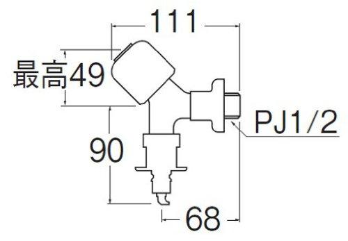 SANEI Washing Machine Faucet with Feed Seat, Water Supply Hose Connection, and Auto Stopper (JY143CTV-1-13)