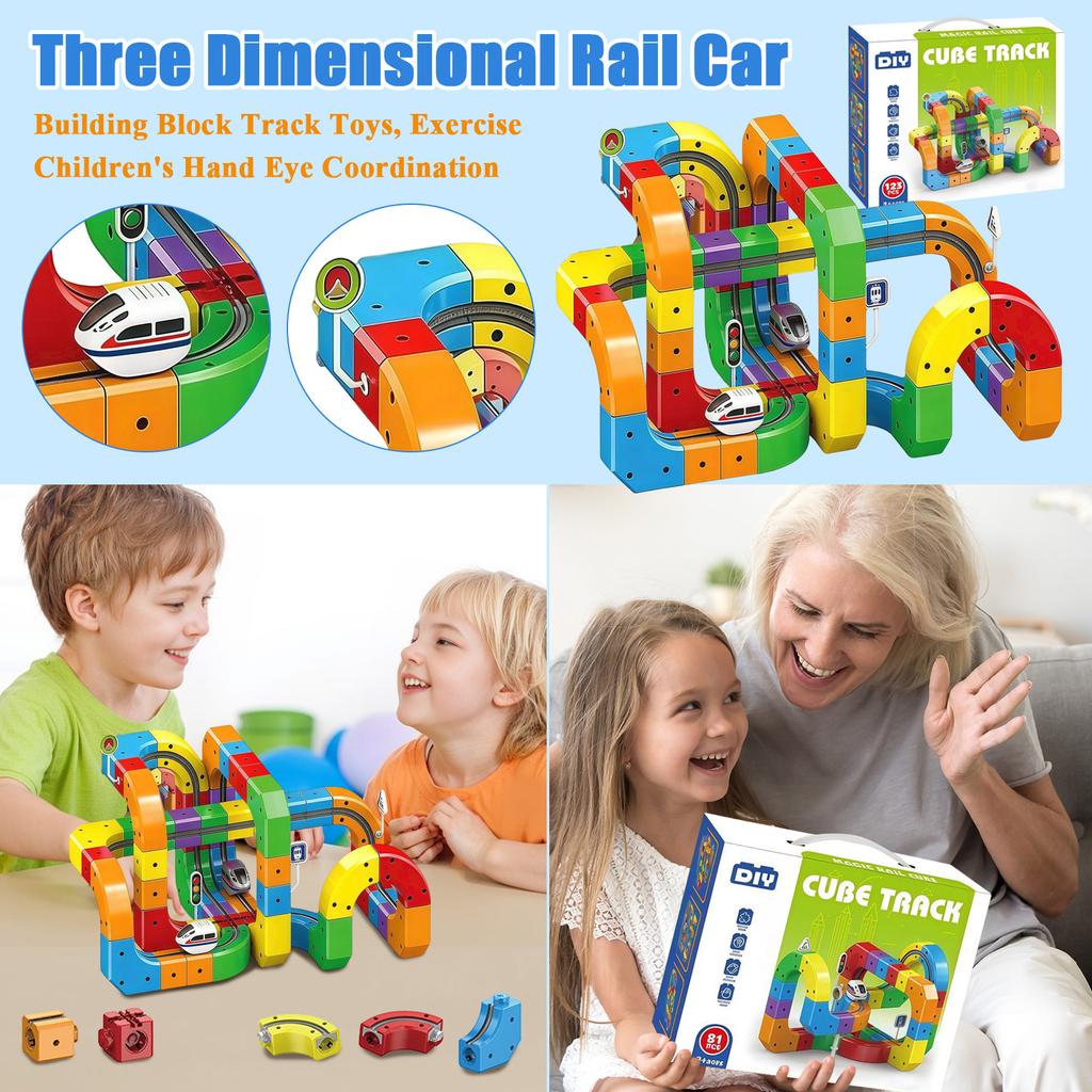 Three Dimensional Rail Car, Building Block Track Toys, Exercise Children's Hand Eye Coordination