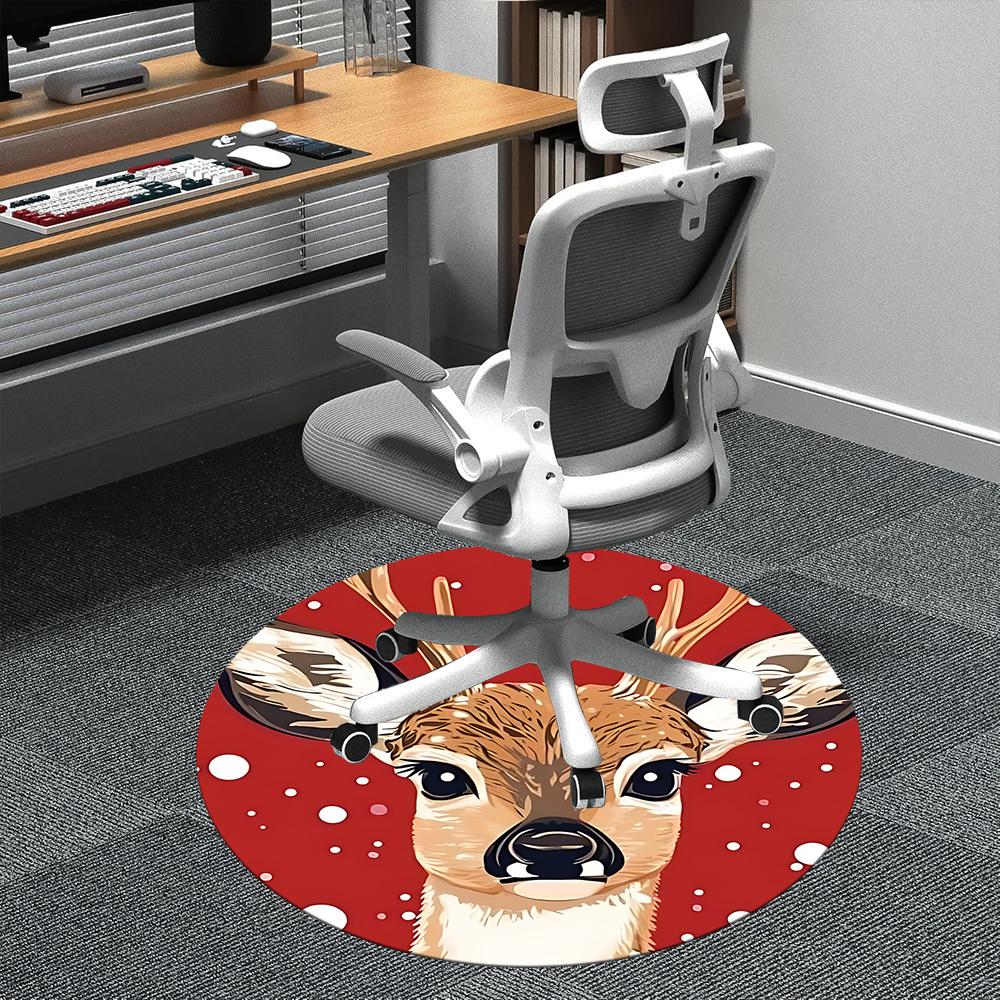 

1pc Deer Winter Office Round Area Rug, Indoor Mat Suitable ForOffice, Under Office Chairs Bedroom Living Room Home Decor, Room Deco D080 80cm by 80cm