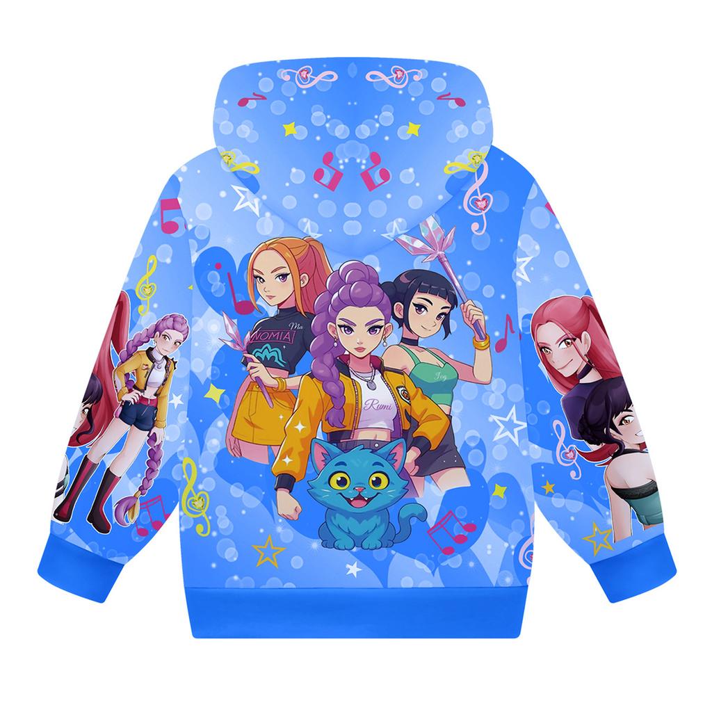 Girls Hoodie 3D Cartoon Jacket Sweatshirt Music Zip Hooded Long Sleeve Tops