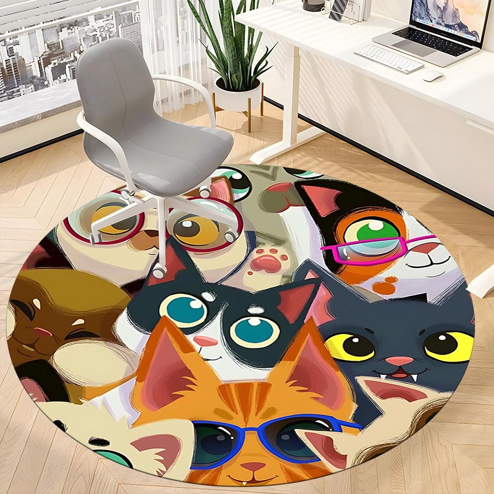 1pc Cat Print Chair Carpet for Office  Machine Washable Rug for Office,  Good Gift for Family or Friends yy251225178