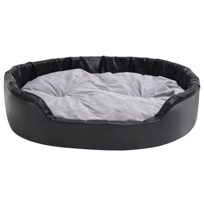 VidaXL Lit Chiens Noir et Gris 99x89x21 cm Peluche et Similicuir Canapé Sofa 171256