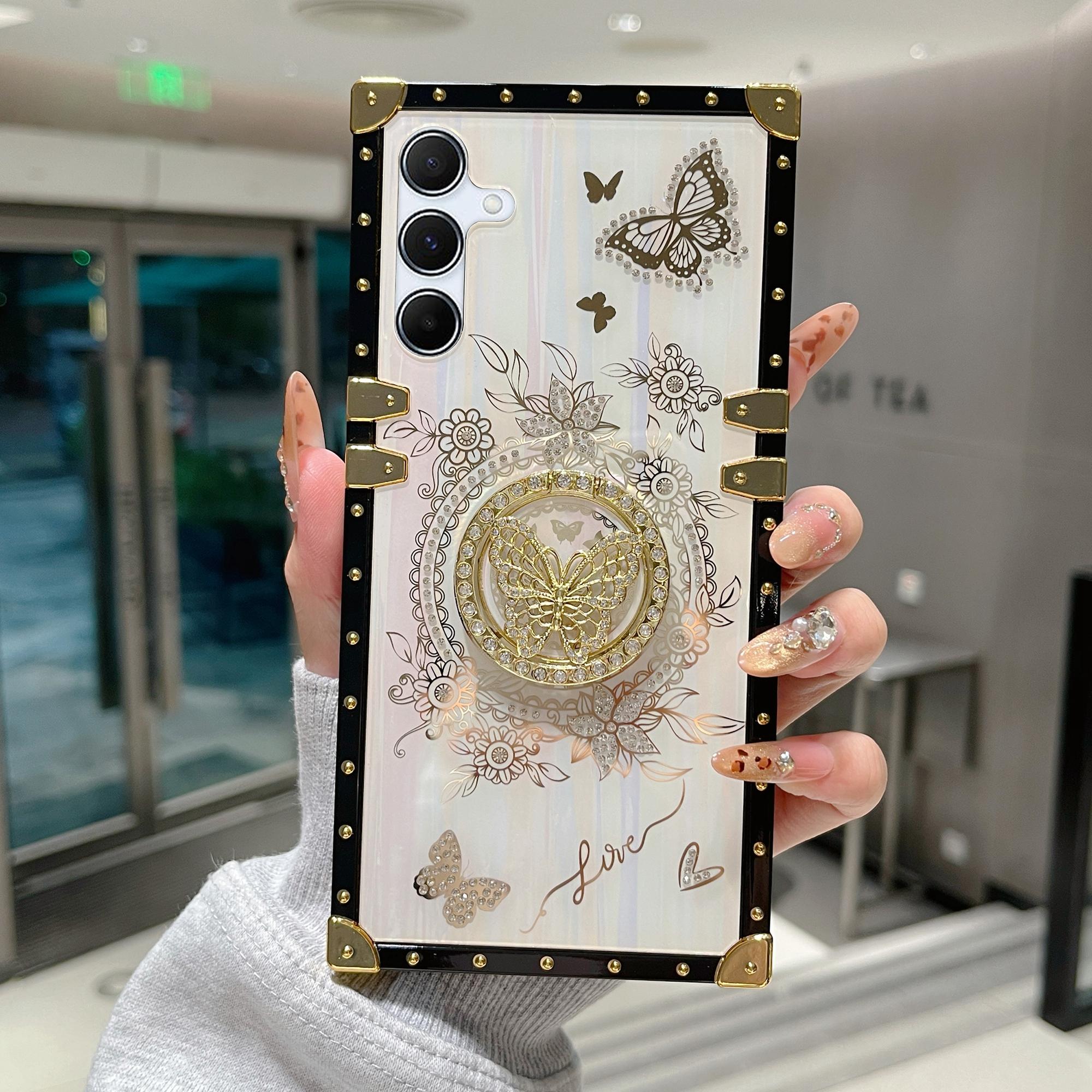 

Для Samsung Galaxy A36 5G/A56 5G Чохли Декор стразами Візерунок метелика TPU+PC Чохол для телефону White