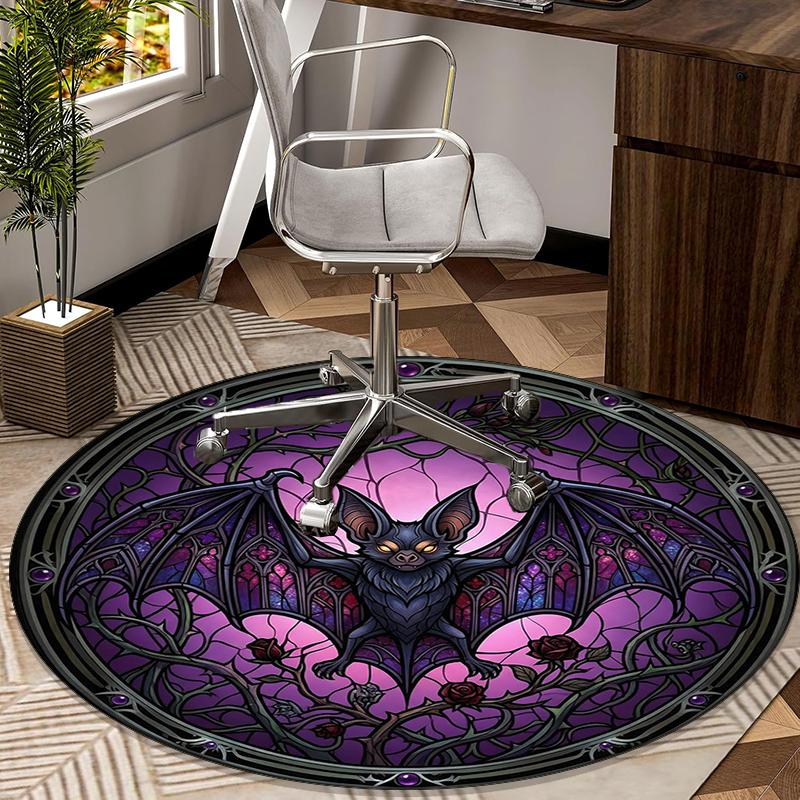 Stained Glass Bat round carpet Chair cushion Round Entryway Rug, Soft Round Rugs for Living Room, Bedroom, Circle Carpet decor gifts