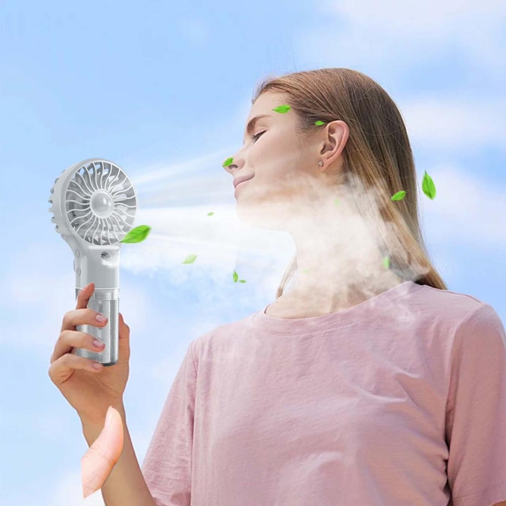Rechargeable Handheld Fan with Spray - Portable Personal Fan for Outdoor Activities, Travel,