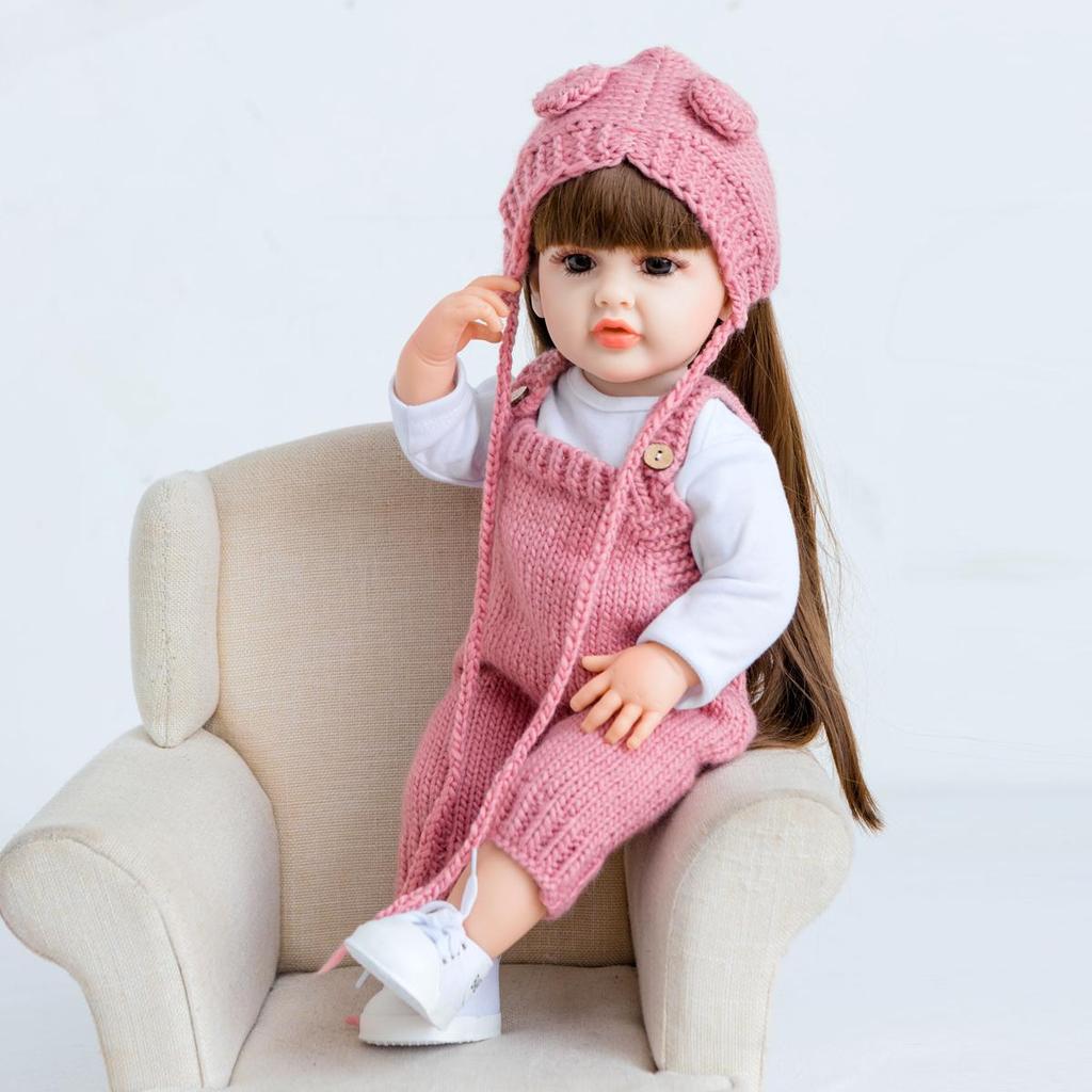 Braune Augen Reborn Baby Puppen Mädchen 55 cm Vollsilikon Vinyl Kann Betty Puppen baden Bebe Spielzeug KEIUMI Mode Geburtstag WEIHNACHTEN Geschenke