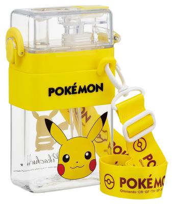 Garrafa Skater Square Water Direct Ombro 2-Vias, 600ml, Canudo, Bebida, Tampa, Alça, Pokemon, Meninos, PSQW6-A