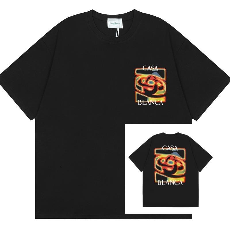 Grenzüberschreitend auf Lager exklusiv Casablanca Doppelgaze reine Baumwolle Unisex T-Shirt Hip-Hop lässig Kurzarm locker Rundhals