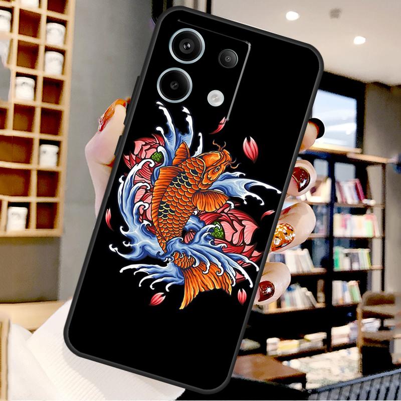 Tattoo Japanese Koi Dragon Wave For Xiaomi Redmi Note 14 Pro 9 10 11 12 13 15 Pro Plus Case For Redmi 15 15C 13C 12C 10C 14C