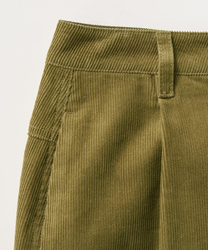 Seteo (W) Corduroy Long Skirt Olive Green