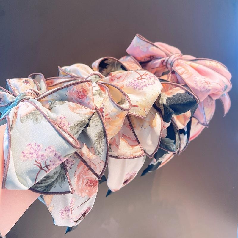Stunning Women Head Wears Top Big Bow Knot Hairband for Adult Shopping Party Wedding Photography Headpiece Kapok Print Headband