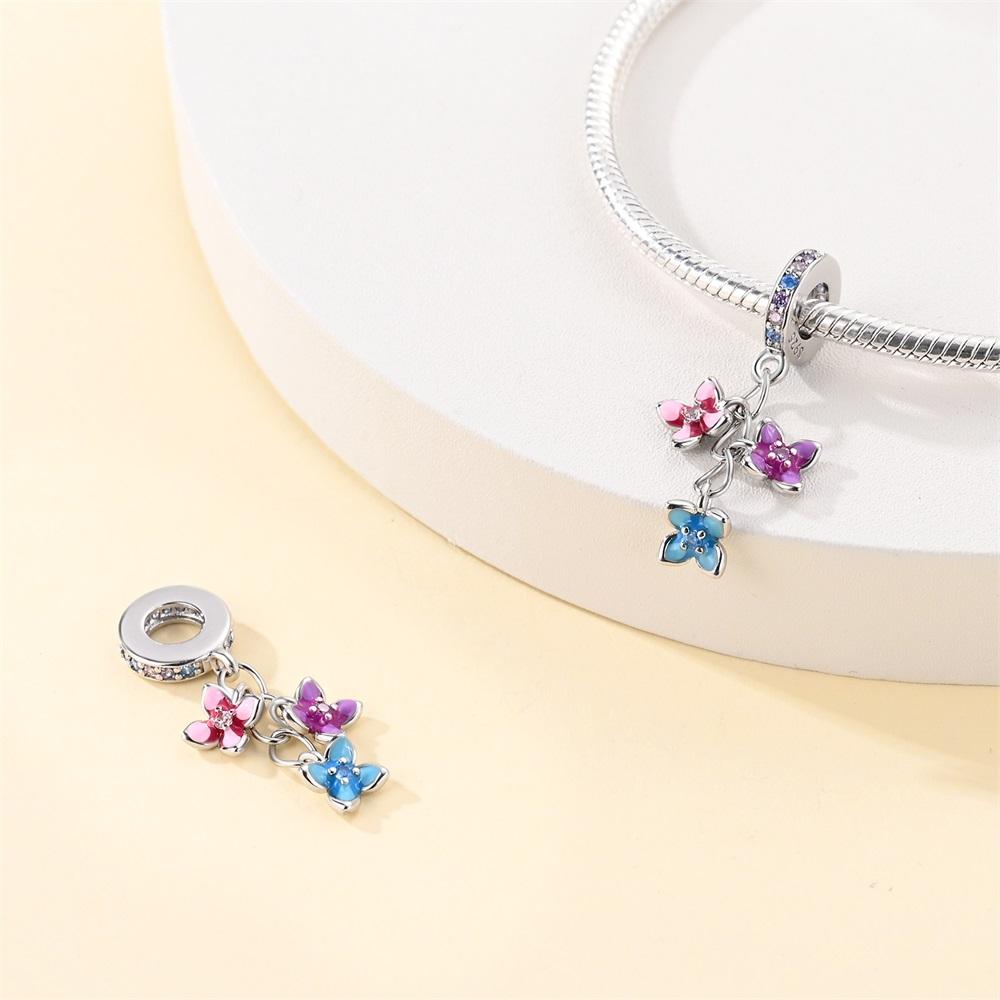 Authentic copper Charm Bead Charms Luxury Colorful Flowers Bead Charms Compatible With Bracelets Diy Women Making Delicate Gift